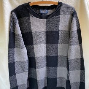 Black and Grey Check Cotton Sweater - L Pendleton